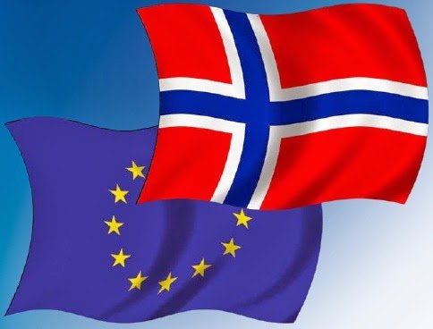 علم النروج مع علم الاتحاد الاوربي