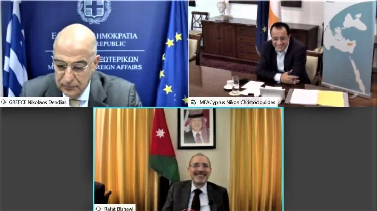 وزراء خارجية قبرص واليونان والأردن يناقشون في اجتماع عبر الشاشات المرئية التطورات في المنطقة