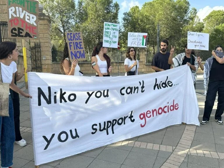 متظاهرون يعتصمون أمام القصر الرئاسي مطالبين بوقف إطلاق النار في غزة