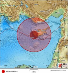 زلزال بقوة 3.4 درجة يضرب سواحل قبرص بعد منتصف الليل